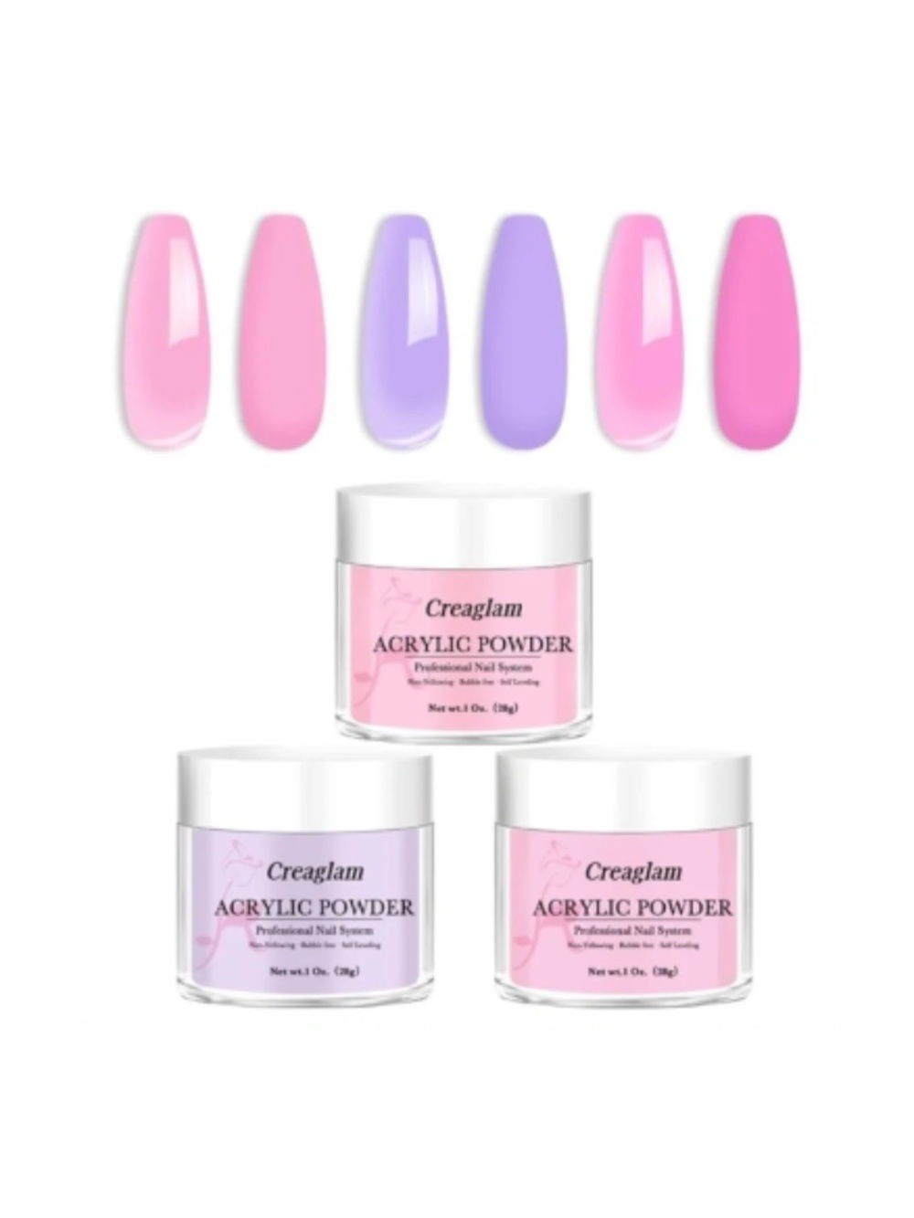 Acrylic Powder Set Of 3 Pink And Purple Powders